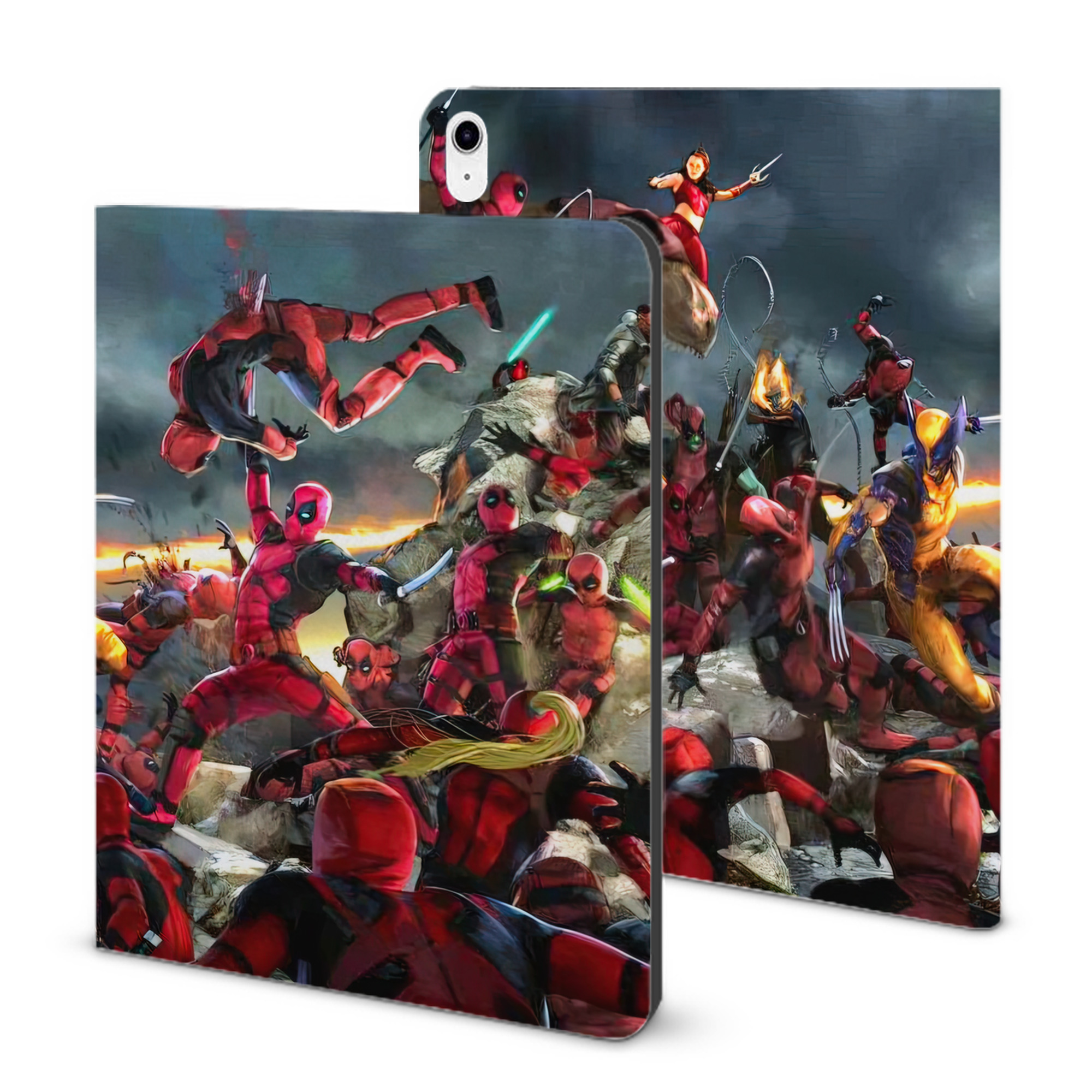 （画像用） Deadpool デッドプール IPad ケース ブック型 PUレザー TPU 耐衝撃 軽量 薄型 ペン収納なし 全面保護 IPad 各モデル対応